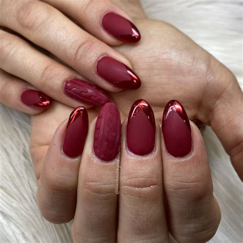 red matte chrome nails|red and matte nails.